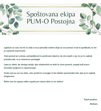 Zahvala besedilo